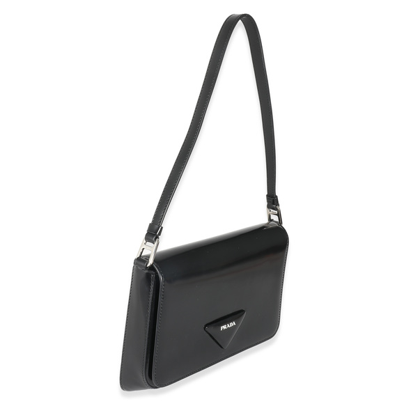 Prada Black Brushed Leather Shoulder Bag - Picture 3 of 8